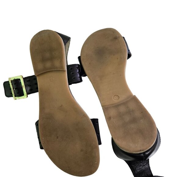 Sotti Sopra Black Leather Made In Italy Ankle Strap Sandals Size 38 - Picture 5 of 7